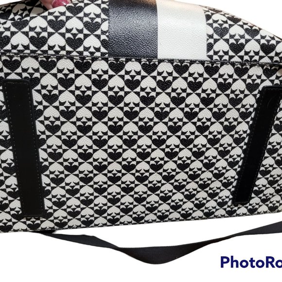 Kate Spade Diaper Bag Large Black White Leather Tote - Picture 3 of 5